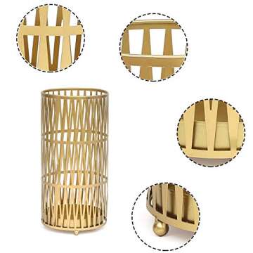 Edeco Round Metal Umbrella Stand Umbrella Holder Home Office Decor with Drip Tray (Gold)