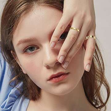 CHUQIU 3PCS Love Friendship Ring Gold Ring Sets for Women Stainless Steel Wedding Statement Thumb Ri...