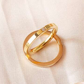 CHUQIU 3PCS Love Friendship Ring Gold Ring Sets for Women Stainless Steel Wedding Statement Thumb Ring 18K Gold Silver Rose Plated Cubic Zirconia Rings Jewelry Gifts for Her