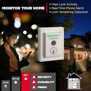 Kwikset Halo Touch Fingerprint Wi-Fi Smart Lock, Keyless Entry Door Low Profile Deadbolt, Geofence Auto-Unlock, Grade AAA Certified, No Hub Easy Install, Satin Nickel Lifetime Finish Warranty, Square