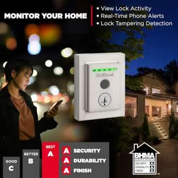 Kwikset Halo Touch Fingerprint Wi-Fi Smart Lock, Keyless Entry Door Low Profile Deadbolt, Geofence Auto-Unlock, Grade AAA Certified, No Hub Easy Install, Satin Nickel Lifetime Finish Warranty, Square