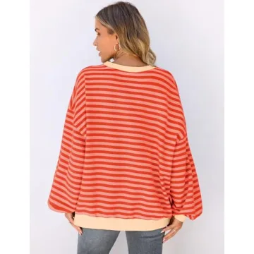 UEU Oversized Cotton Striped Sweatshirt for Women