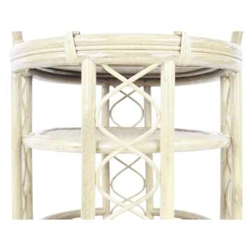 Serving Cart Handmade Woven Natural Rattan Wicker with Wheels Fully Assembled White Wash Color