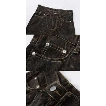 Fashionable Ponitrack Y2K Leopard Wide-Leg Pants for Women