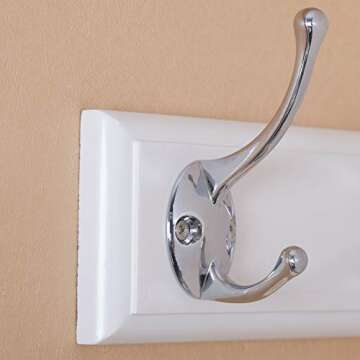 WEBI Coat Rack Wall Mounted,5 Coat Hooks for Hanging Coats,Wooden Wall Coat Rack with Hooks Metal Coat Hanger Wall Mount Hook Rack Hook Rail Towel Hooks for Bathrooms,Entryway,Jacket,Polish Finish