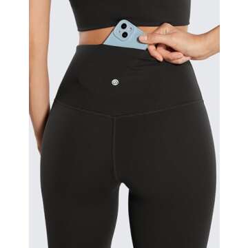 CRZ YOGA Womens Butterluxe High Waist Flare Pants 33.5 Inches - Yoga Bootcut Wide Leg with Pocket Lounge Black Medium