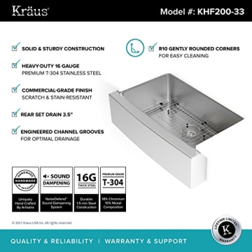 Kraus KHF200-33 Stainless Steel Farmhouse Sink - Durable & Elegant