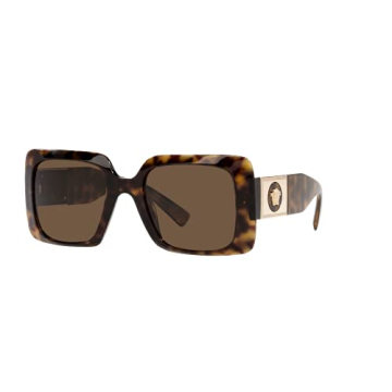Versace Woman Sunglasses Havana Frame, Dark Brown Lenses, 54MM
