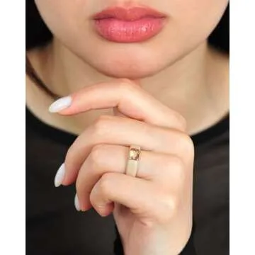 Rinfit Silicone Rings for Women 6mm Wide, 2mm Thick - Silicone Wedding Bands Women - Infinity Ring with Metal Plate - Rubber Rings - Nude/Rose Gold - Size 8