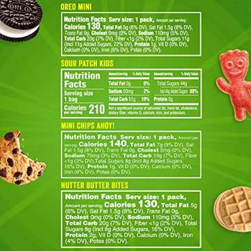 OREO Mini Cookies, CHIPS AHOY! Mini Cookies, SOUR PATCH KIDS Candy & Nutter Butter Bites Cookies & Candy Variety Pack, 32 Snack Packs