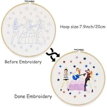 LETISH Star Embroidery Kit for Beginner with Art Vocalist Pattern Adults Starter DIY Needlepoint Cross Stitch Kits Hand Stitches Kit Craft Handy Sewing