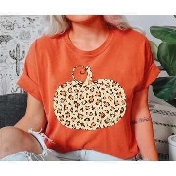 Fall Shirts for Women Halloween Pumpkin Graphic Tees