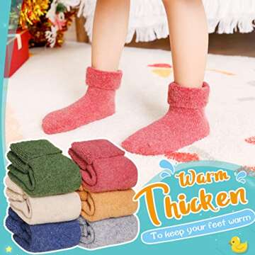 Eyean Baby Wool Grip Sock Soft Winter Warm Thick Non Slip Toddler Boy Girls Crew Socks For Children ...