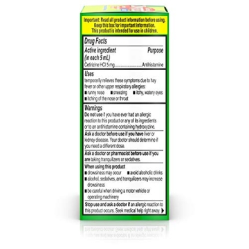 Zyrtec 24 Hr Children’s Allergy Syrup with Cetirizine, Dye- & Sugar-Free, Grape Flavor, 1 fl. oz