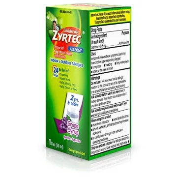 Zyrtec 24 Hr Children’s Allergy Syrup with Cetirizine, Dye- & Sugar-Free, Grape Flavor, 1 fl. oz