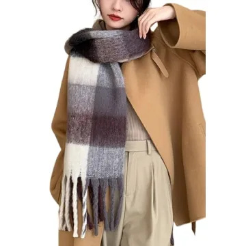 Wander Agio Winter Women's Warm Scarf - Colorful Plaid Shawl for Cold Weather
