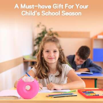 PHEENOWL 13oz Donut Water Bottle with Straw for Kids, BPA Free & Leak Proof Sports Cup for Girls Tod...