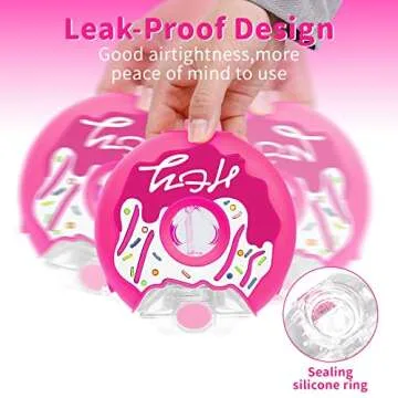 PHEENOWL 13oz Donut Water Bottle with Straw for Kids, BPA Free & Leak Proof Sports Cup for Girls Toddler Drink Bottle with Shoulder Strap for Outdoor and School (Dragon Fruit Donut)