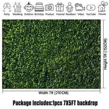 HQM 7x5FT Nature Spring 3D Green Leaves Theme Photo Background Wedding Birthday Party Newborn Baby Shower Photography Backdrops Zoo Decor Shoot Props Bannner