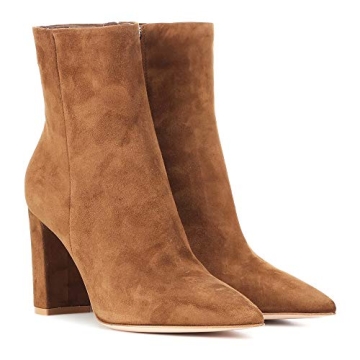 LEHOOR Women Chunky Block Heel Ankle Booties - Classic Style