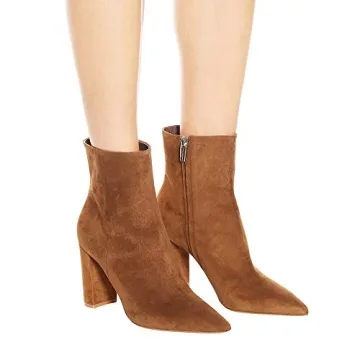 LEHOOR Women Chunky Block Heel Ankle Booties - Classic Style