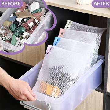 LANDNEOO 30 PCS Mesh Zipper Pouch, [ A 4 Size ] 13.3” x 9.3” Plastic Waterproof Zipper Bags, Large Mesh Bags for Travel Items Organizing Storage, Home Office Supplies