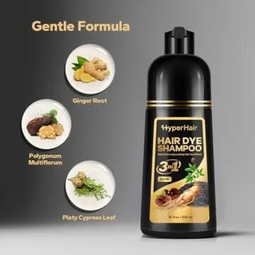 HyperHair Black Hair Dye Shampoo, Shampoo for Color Treated Hair, Hair Dye Shampoo 3 In 1, Black Hair Dye, Shampoo for Gray Hair for Women & Men, Long Lasting & Coverage