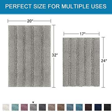 H.VERSAILTEX Bathroom Rugs Sets 2 Piece Bath Mat, Non Slip Thick Shaggy Chenille Bathroom Rugs Soft ...