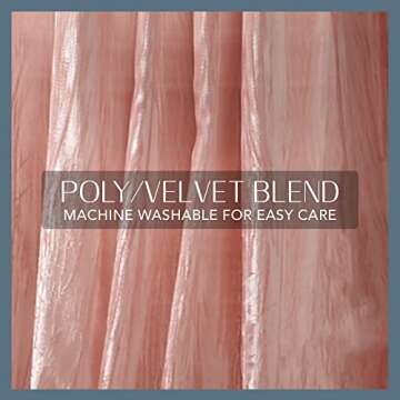 Elrene Home Fashions Korena Tie-Top Crushed Velvet Window Curtain Panel, Rustic-Chic Curtain Panel for Living Room or Bedroom, 52 Inches by 84 Inches, Blush, 1 Panel