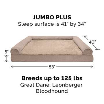 Furhaven Orthopedic Dog Bed for Large Dogs w/ Removable Bolsters & Washable Cover, For Dogs Up to 12...
