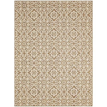 Nicole Miller New York Patio Country Danica Transitional Geometric Indoor/Outdoor Area Rug, Brown/Beige, 7'9"x10'2"