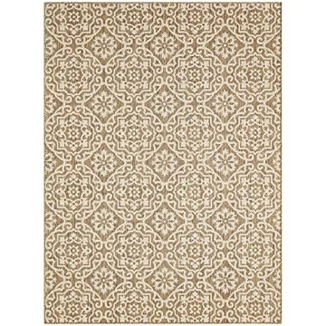 Nicole Miller New York Patio Country Danica Transitional Geometric Indoor/Outdoor Area Rug, Brown/Beige, 7'9"x10'2"