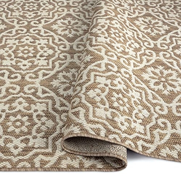 Nicole Miller New York Patio Country Danica Transitional Geometric Indoor/Outdoor Area Rug, Brown/Beige, 7'9"x10'2"