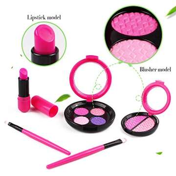 AMOSTING Kids Pretend Makeup Toys for Girls Pretend Play Cosmetic Beauty Princess Makeup Set with Cu...