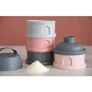 BEABA Formula and Snack Container, Baby Formula Dispenser, Toddler Baby Snack Storage Container, Holds up to 11 Doses of Milk Powder Per Compartment, Made in France, Rose