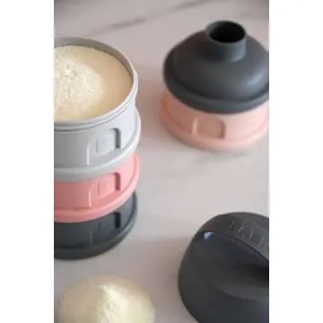 BEABA Formula and Snack Container, Baby Formula Dispenser, Toddler Baby Snack Storage Container, Holds up to 11 Doses of Milk Powder Per Compartment, Made in France, Rose