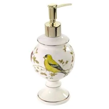 Avanti Linens - Lotion Pump/Soap Dispenser, Countertop Accessories, Nature Inspired Bathroom Decor (Gilded Birds Collection)