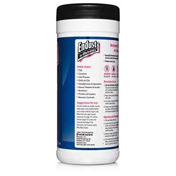 Endust for Electronics; Screen & Surface Cleaning Wipes, Great LCD and Plasma Wipes, 70 Wipes (11506...