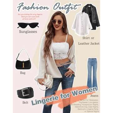Avidlove Lace Crop Top Bralette Spaghetti Strap Tank Top Tops Shirts (White Large)