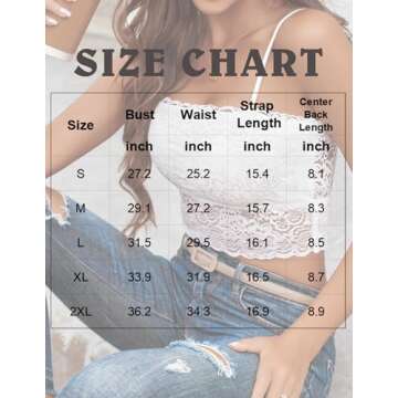 Avidlove Lace Crop Top Bralette Spaghetti Strap Tank Top Tops Shirts (White Large)
