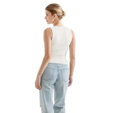 SUUKSESS Trendy Button Down Ribbed Tank Top for Women