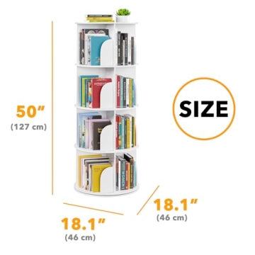SpaceAid 4 Tier Rotating Bookshelf Tower for Kids and Adults