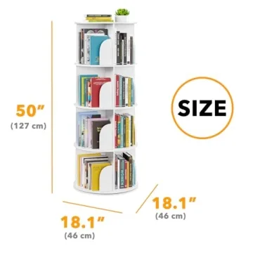 SpaceAid 4 Tier Rotating Bookshelf Tower for Kids and Adults