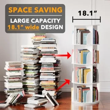 SpaceAid 4 Tier Rotating Bookshelf Tower for Kids and Adults