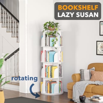 SpaceAid 4 Tier Rotating Bookshelf Tower for Kids and Adults