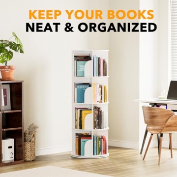 SpaceAid 4 Tier Rotating Bookshelf Tower for Kids and Adults