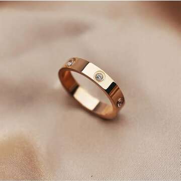 Love Friendship Ring 18K Gold White Gold Rose Silver Plated Cubic Zirconia Titanium Steel Stainless ...