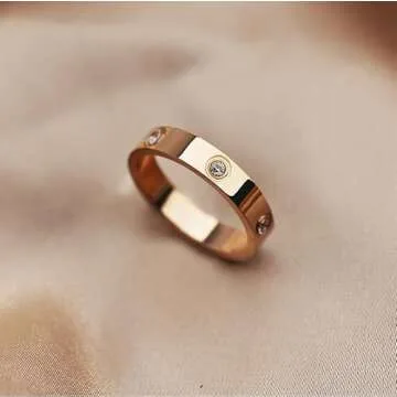 Love Friendship Ring 18K Gold White Gold Rose Silver Plated Cubic Zirconia Titanium Steel Stainless ...