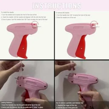 Quick Clothing Fixer, Mini Stitch Gun for Clothes, Mini Tagging Gun, Hemming Sewing Tool Kit with 6 Needles,500 Black & 500 White 5mm Mini Fasteners (Pink)