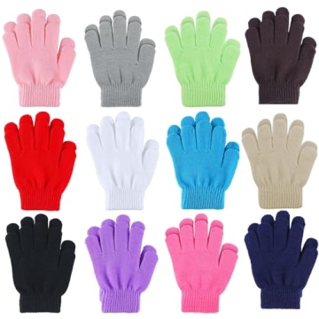 Cooraby 12 Pairs Kid's Winter Magic Gloves